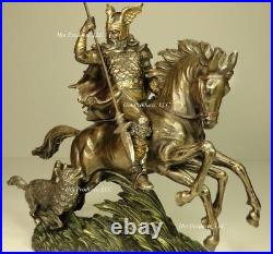 11 NORSE GOD ODIN RIDING SLEIPNIR 8 LEGGED HORSE MYTHOLOGY Statue Bronze Finish