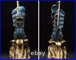12 China Bronze Blue Luck Geomancy Sailing-boat Effigy