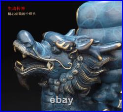 12 China Bronze Blue Luck Geomancy Sailing-boat Effigy