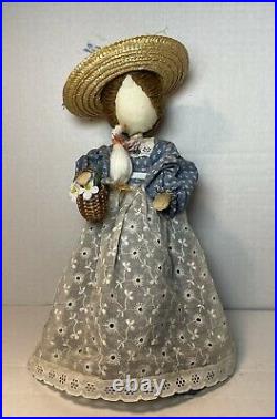 15 Bavarian Woman Straw Doll Christmas Tree Topper Germany With Stand
