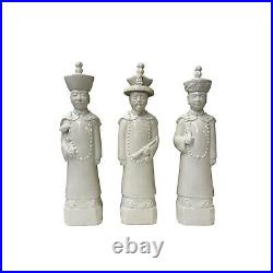 15 Chinese White 3 Standing Ching Qing Emperor Kings Figure Set ws3709