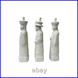 15 Chinese White 3 Standing Ching Qing Emperor Kings Figure Set ws3709