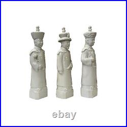 15 Chinese White 3 Standing Ching Qing Emperor Kings Figure Set ws3709