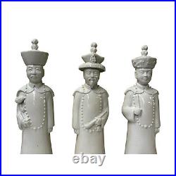 15 Chinese White 3 Standing Ching Qing Emperor Kings Figure Set ws3709