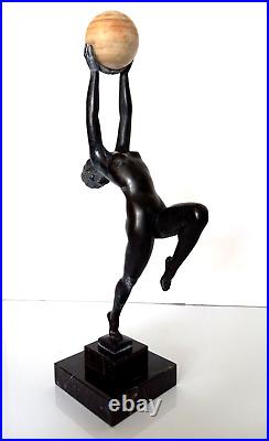 15 Dancer Sculpture Jeu with an Onyx Ball from Max Le Verrier in Art Deco Style