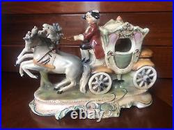 1800s GERMAN Antique Porcelain Figure Horse & Carriage