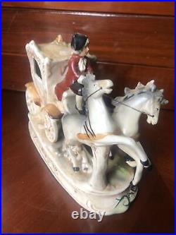 1800s GERMAN Antique Porcelain Figure Horse & Carriage