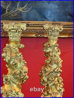 18th Century Venetian Rococo Carved Polychrome Giltwood Solomonic Columns a Pair