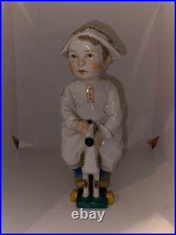 1900's Meissen Konrad Hentschel Child with Paper Hat German Porcelain Figurine 1900's Meissen Konrad Hentschel Child with Paper Hat German Porcelain Figurine