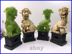 1960 WONY FOO DOGS Figurine Italy LOT Faux Jade Green & White