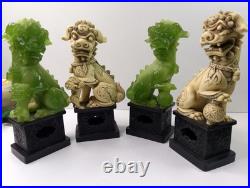 1960 WONY FOO DOGS Figurine Italy LOT Faux Jade Green & White