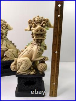 1960 WONY FOO DOGS Figurine Italy LOT Faux Jade Green & White