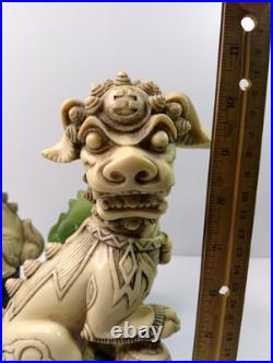 1960 WONY FOO DOGS Figurine Italy LOT Faux Jade Green & White