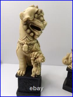 1960 WONY FOO DOGS Figurine Italy LOT Faux Jade Green & White