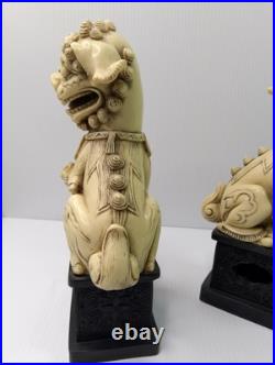1960 WONY FOO DOGS Figurine Italy LOT Faux Jade Green & White