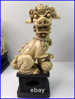 1960 WONY FOO DOGS Figurine Italy LOT Faux Jade Green & White