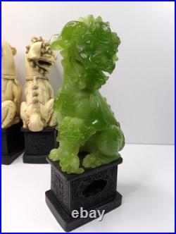 1960 WONY FOO DOGS Figurine Italy LOT Faux Jade Green & White