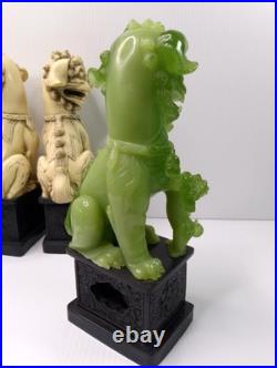 1960 WONY FOO DOGS Figurine Italy LOT Faux Jade Green & White