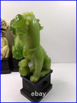 1960 WONY FOO DOGS Figurine Italy LOT Faux Jade Green & White