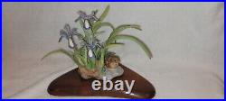 1972 Cybis Porcelain Sculpture American Crested Iris With Bobwhite Chick Read