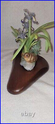 1972 Cybis Porcelain Sculpture American Crested Iris With Bobwhite Chick Read