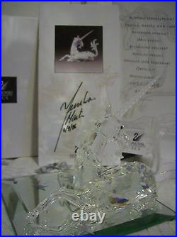 1996 Swarovski Silver Crystal COA HAND SIGNED by ARTIST UNICORN withBox MINT