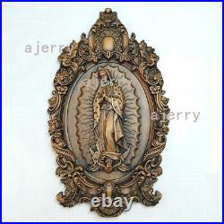 19.7Our Lady of Guadalupe Statue Wooden Figure Carving Handmade Home Decor Gift