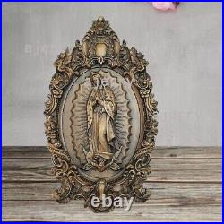 19.7Our Lady of Guadalupe Statue Wooden Figure Carving Handmade Home Decor Gift