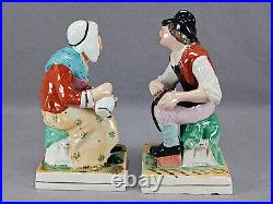 19th Century Cobbler Jobson & Nell Hand Painted Staffordshire Figurines