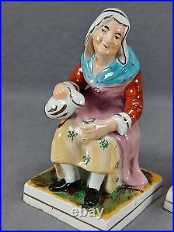 19th Century Cobbler Jobson & Nell Hand Painted Staffordshire Figurines
