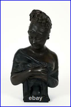 19th Century Neoclassical Patinated Bronze Bust of Madame Reclaimer After Joseph
