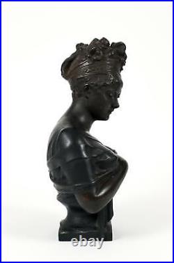 19th Century Neoclassical Patinated Bronze Bust of Madame Reclaimer After Joseph