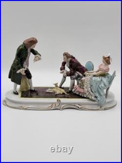 19th Century XL Sitcendorf German Hand Painted Porcelain & Lace Figural Grouping 19th Century XL Sitcendorf German Hand Painted Porcelain & Lace Figural Grouping