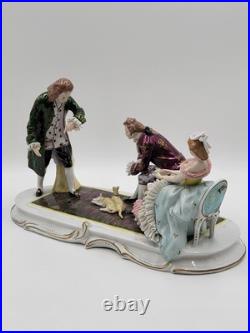 19th Century XL Sitcendorf German Hand Painted Porcelain & Lace Figural Grouping 19th Century XL Sitcendorf German Hand Painted Porcelain & Lace Figural Grouping