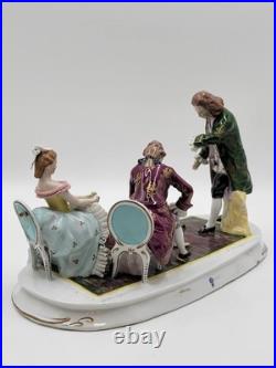 19th Century XL Sitcendorf German Hand Painted Porcelain & Lace Figural Grouping 19th Century XL Sitcendorf German Hand Painted Porcelain & Lace Figural Grouping