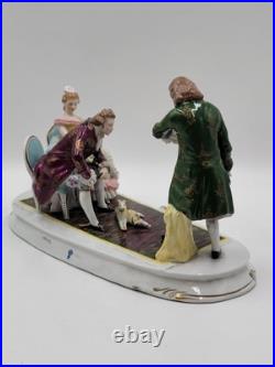 19th Century XL Sitcendorf German Hand Painted Porcelain & Lace Figural Grouping 19th Century XL Sitcendorf German Hand Painted Porcelain & Lace Figural Grouping