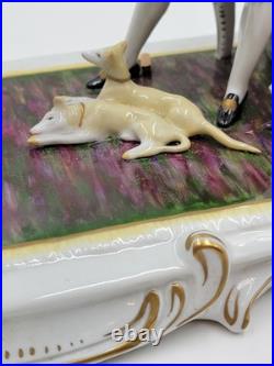 19th Century XL Sitcendorf German Hand Painted Porcelain & Lace Figural Grouping 19th Century XL Sitcendorf German Hand Painted Porcelain & Lace Figural Grouping