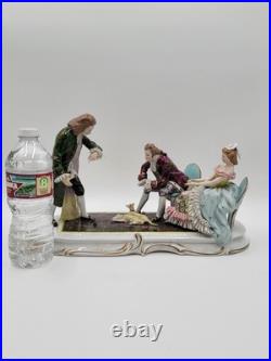 19th Century XL Sitcendorf German Hand Painted Porcelain & Lace Figural Grouping 19th Century XL Sitcendorf German Hand Painted Porcelain & Lace Figural Grouping
