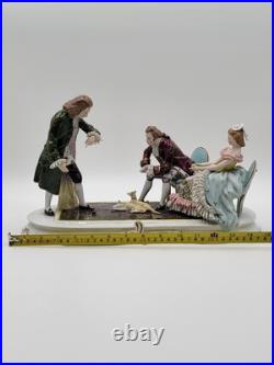 19th Century XL Sitcendorf German Hand Painted Porcelain & Lace Figural Grouping 19th Century XL Sitcendorf German Hand Painted Porcelain & Lace Figural Grouping