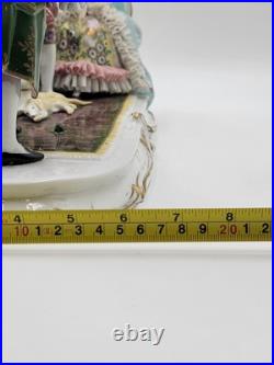 19th Century XL Sitcendorf German Hand Painted Porcelain & Lace Figural Grouping 19th Century XL Sitcendorf German Hand Painted Porcelain & Lace Figural Grouping