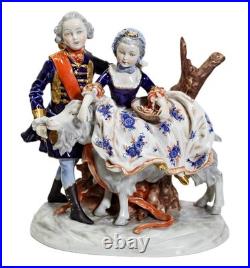 19th c UNTER WEISS BACH Germany Hand Painted Grouping with Goat Porcelain Figure