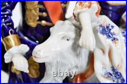 19th c UNTER WEISS BACH Germany Hand Painted Grouping with Goat Porcelain Figure