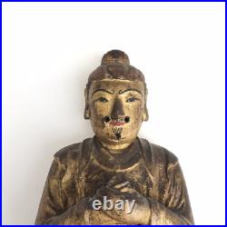 19thc. Carved Wood and Gilt/Painted seated Kitchen God Figure 19thc. Carved Wood and Gilt/Painted seated Kitchen God Figure