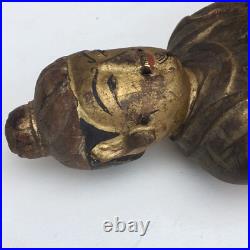 19thc. Carved Wood and Gilt/Painted seated Kitchen God Figure 19thc. Carved Wood and Gilt/Painted seated Kitchen God Figure