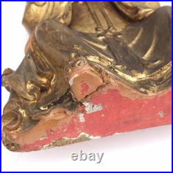 19thc. Carved Wood and Gilt/Painted seated Kitchen God Figure 19thc. Carved Wood and Gilt/Painted seated Kitchen God Figure
