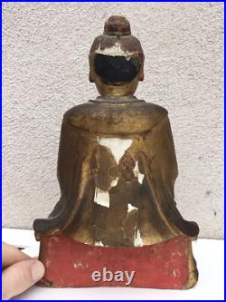 19thc. Carved Wood and Gilt/Painted seated Kitchen God Figure 19thc. Carved Wood and Gilt/Painted seated Kitchen God Figure