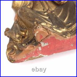 19thc. Carved Wood and Gilt/Painted seated Kitchen God Figure 19thc. Carved Wood and Gilt/Painted seated Kitchen God Figure