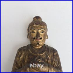 19thc. Carved Wood and Gilt/Painted seated Kitchen God Figure 19thc. Carved Wood and Gilt/Painted seated Kitchen God Figure