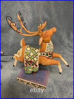 2004 Jim Shore Dash Away Reindeer Green Blanket Figurine #118111 Set Of 3