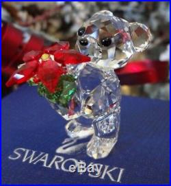 2012 Nib Swarovski Annual Kris The Christmas Bear With Poinsettia #1139967